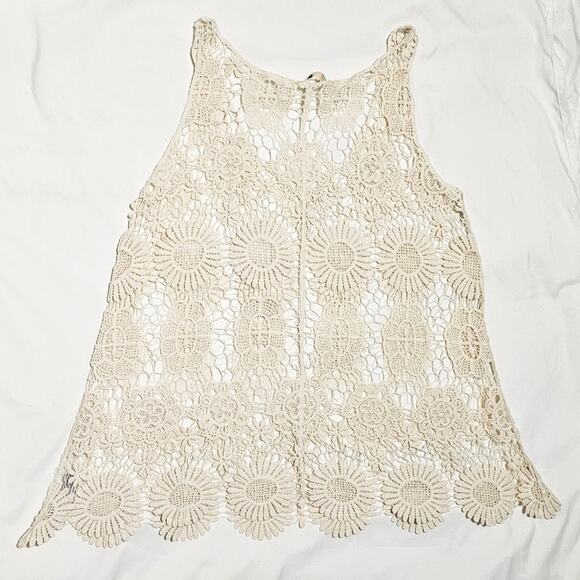 Boutique cream crochet sleeveless top size S / M from Urmoda - Picture 2 of 8